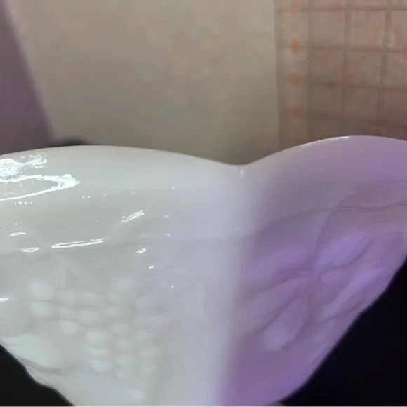 Vintage White Milk Glass Pedestal Bowl - Picture 4 of 7